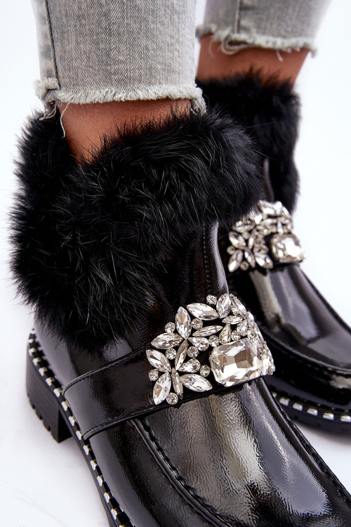 Жіночі ботильйони на плоскій каблуці та платформі чорні Linestta