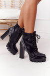 Чоботи зі шнурівкою на блочному каблуці Lu Boo Чорні