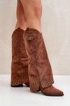 Чоботи З Загнутим Чоботом На Каблуці Коричневі Iveliri