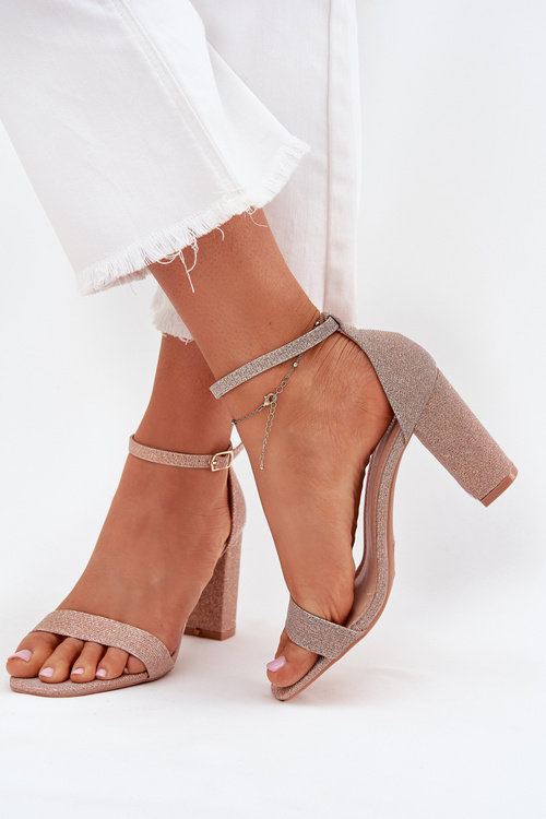 Блискучі Жіночі Сандалі На Підборах Рожеве Золото Kavina