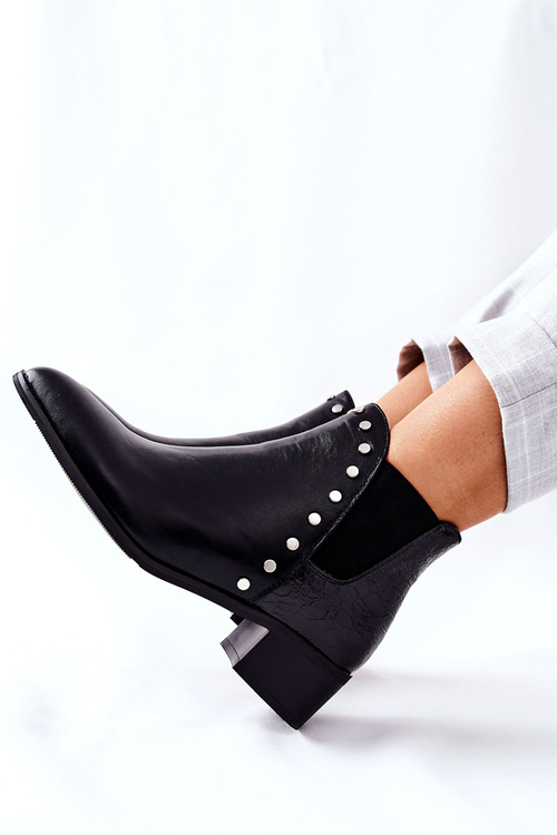 Жіночі черевики челсі на блочному каблуці Чорні човники