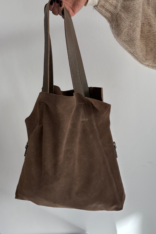 Замшева Сумка Шопер Темно Беж Miraya