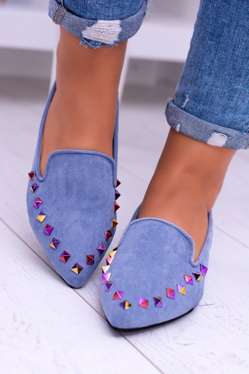 Lu Boo Blue Lords Iridescent Jetted Suede Spike Lords