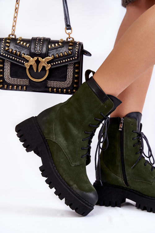 Класичні замшеві зелені теплі чоботи Caima