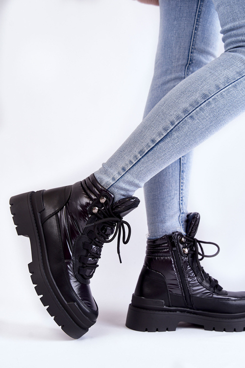 Чоботи жіночі на платформі чорні Nerina