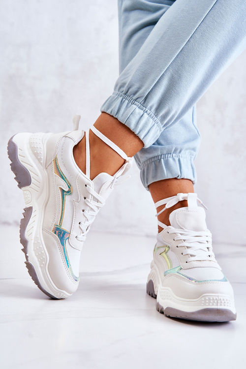 Жіночі блискучі кросівки Білі Каллісто