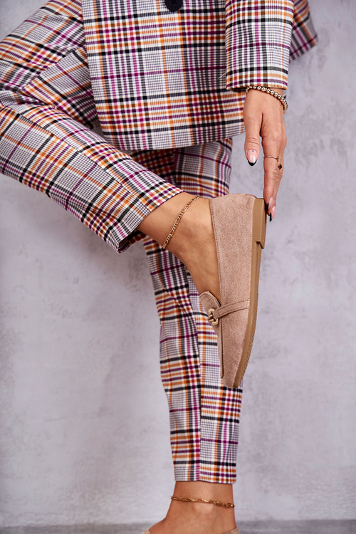 Замшеві класичні лофери темно-бежеві Roddie