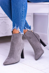Сірі замшеві чоботи на шпильці Medea