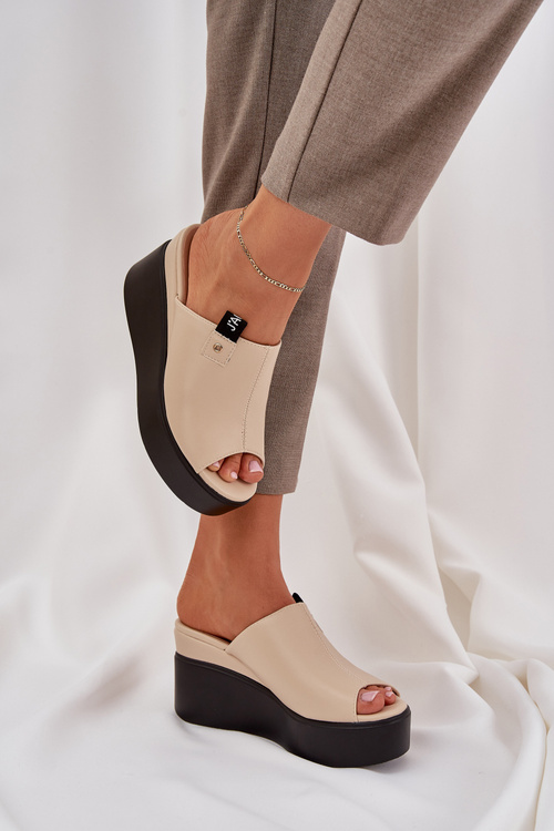 Сандалі На Платформі І Каблуці Еко Шкіра Бежеві Eridoria