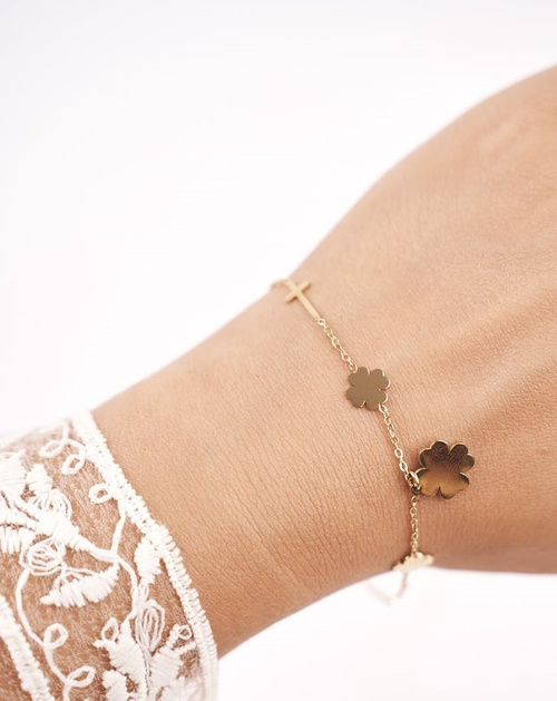 Жіночий браслет Celebrity Gold Clovers Crosses Pray