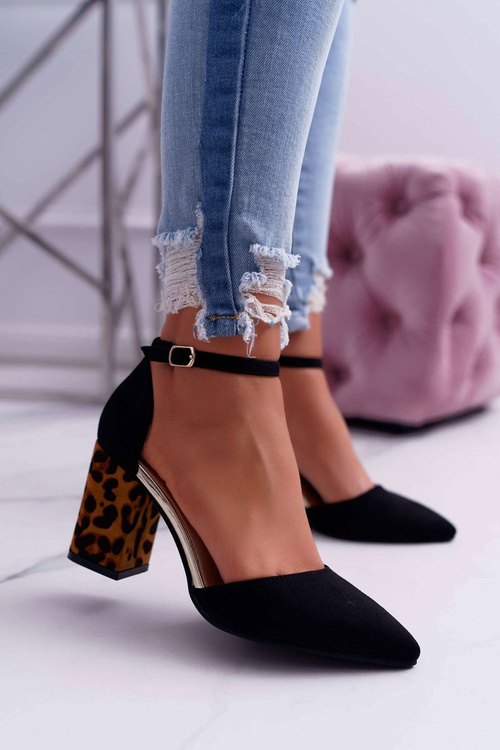 Жіночі туфлі на шпильці з леопардовим принтом Black Ferri
