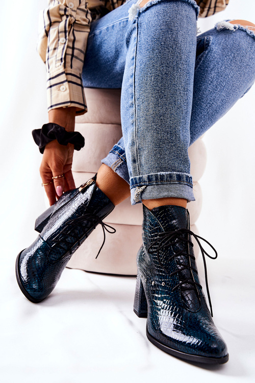 Жіночі шкіряні чоботи на каблуці Зелені Neliko