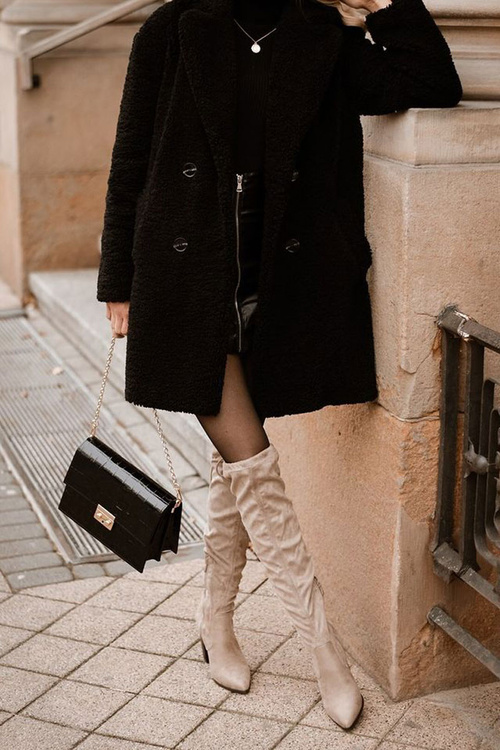 Жіночі високі чоботи на підборах бежеві Monleek