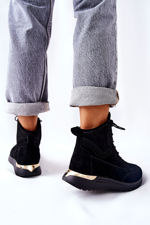 Високі замшеві спортивні кросівки чорні Chocci