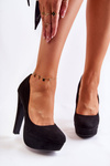 Чорні замшеві туфлі на високих підборах Santene