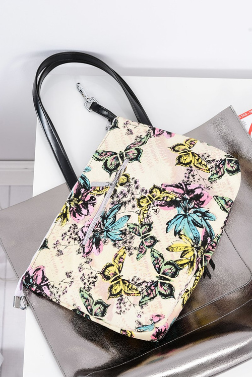 Велика срібляста жіноча сумка-шоппер + менша сумочка