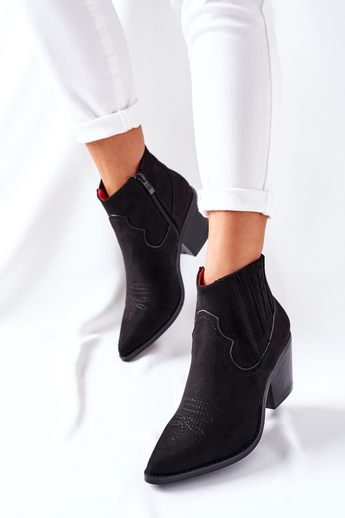 Жіночі чоботи на плоскому каблуці замшеві чорні Beamhurst