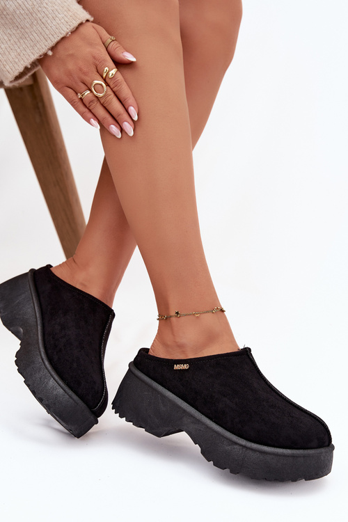 Жіночі низькі сніжні чоботи на платформі чорні Yrenna