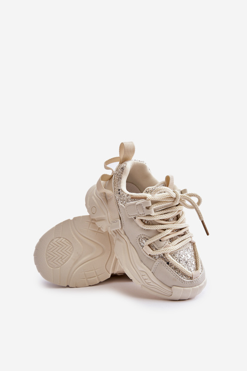 Дитячі кросівки прикрашені блискітками бежеві Liatoma