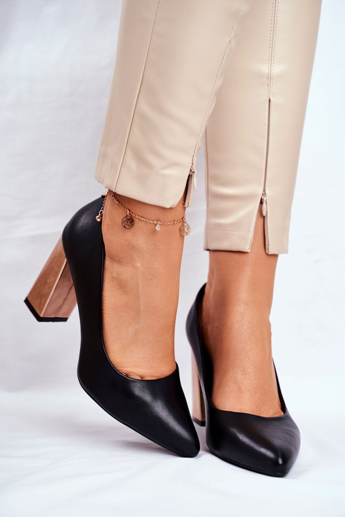 Жіночі човники на золотому каблуці Sergio Leone PB216 Чорні