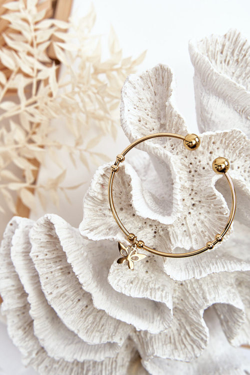 Жіночий сталевий браслет без рукавів метелик золотий