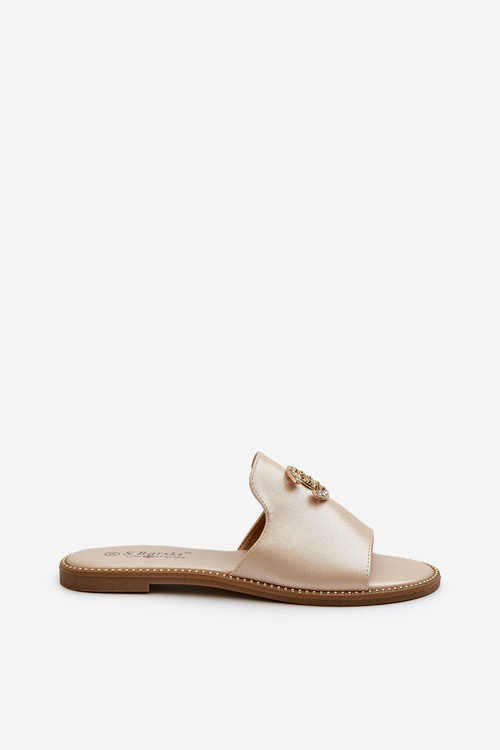 Елегантні жіночі блискучі тапочки з декором S.Barski KV27-050 золото