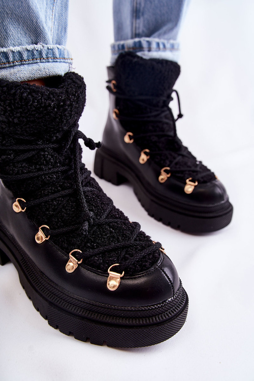 Шкіряні теплі черевики чорні Arisa