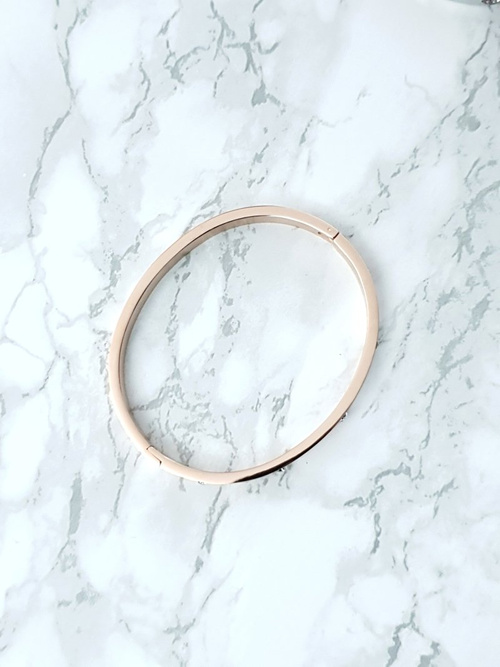 Жіночий сталевий браслет з цирконієм, рожеве золото 6 мм Valerii