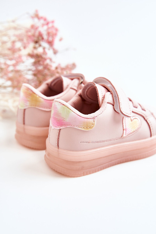 Дитяче шкіряне спортивне взуття на липучці Baylene рожевого кольору