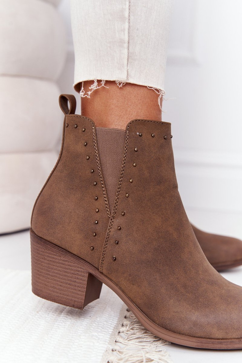 Жіночі утеплені черевики челсі на блочному каблуці кольору хакі Морган