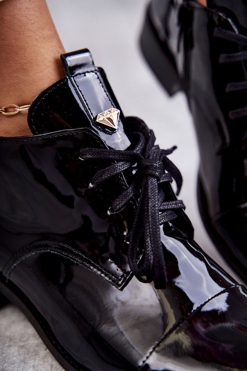 Лаковані чоботи Чоботи на шнурівці Ніколь 2781 Чорні