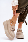 Модні шкіряні туфлі на платформі Beige Marsol 