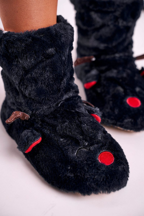 Різдвяні утеплені тапочки з оленем Чорним Рудольфом