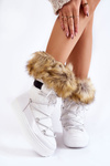 Жіночі зимові черевики на шнурівці з хутром білого кольору Шеннон