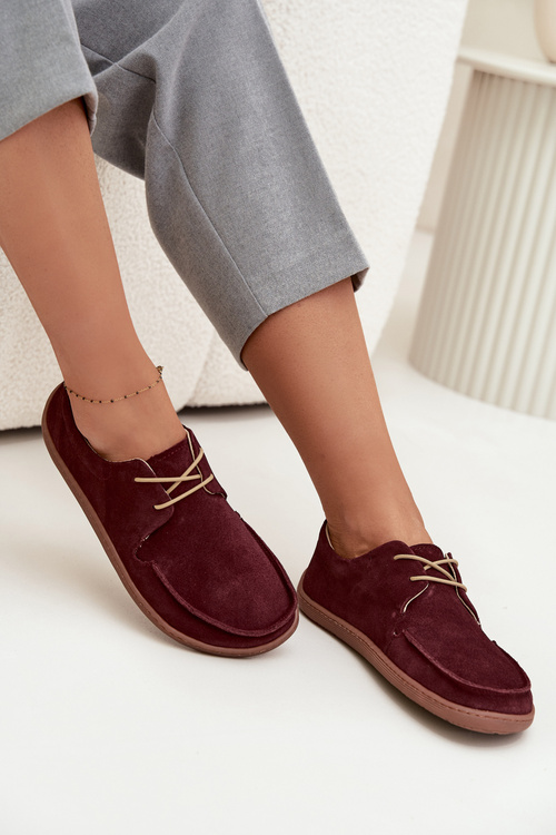 Жіночі босоніжки типу barefoot з натурального замшу Zazoo 327 Бордо