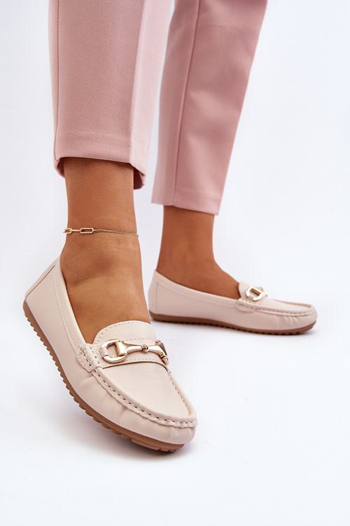 Жіночі класичні мокасини з екошкіри бежевого кольору Demese