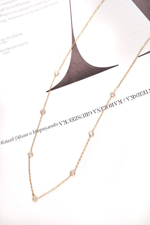 Жіноче золоте намисто, ланцюжок, знаменитості, білі стрази, Ельвіра