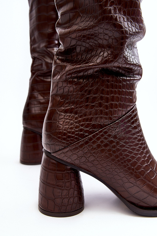 Жіночі чоботи зі змійковим малюнком Ceriona коричневого кольору