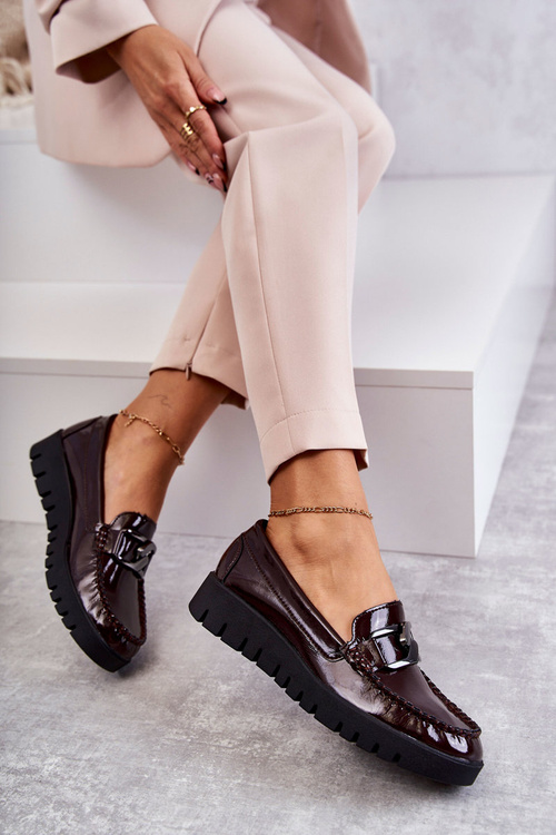 Лаковані лофери на платформі бордового кольору Kjersti