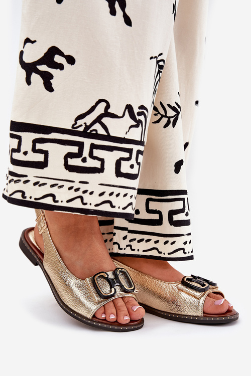 Плоскі Сандалі З Декором Еко Шкіра Золоті Lilria