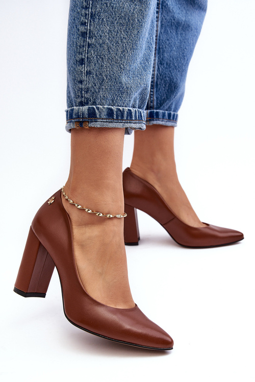 Шкіряні туфлі на шпильці Laura Messi 2624/237 Коричневий