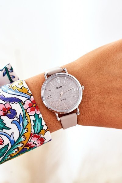 Годинник на шкіряному ремінці без нікелю ERNEST Grey