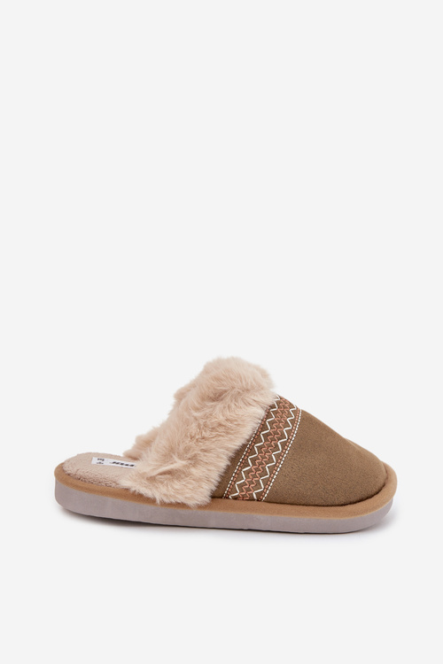 Жіночі тапочки з хутром і вишивкою зелені Devianne