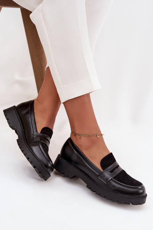 Жіночі мокасини з еко шкіри чорні Cailen