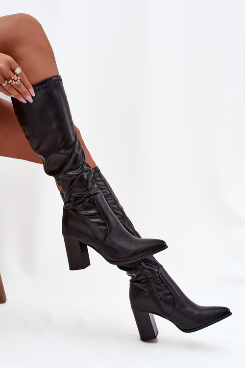 Жіночі чоботи на підборах Vinceza 16511 Чорні