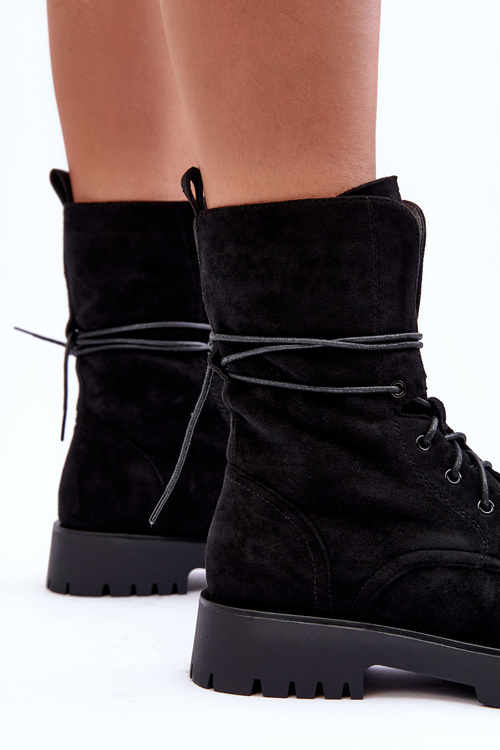 Шкіряні лофери Чоботи на плоскій підошві Чорні Jence