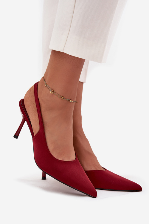 Туфлі на підборах з відкритою п'ятою бордові Леніра