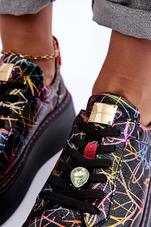 Шкіряне спортивне взуття на платформі Maciejka 06191-39 різнокольорове