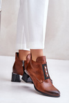 Теплі коричневі шкіряні ботильйони Zazoo 60504