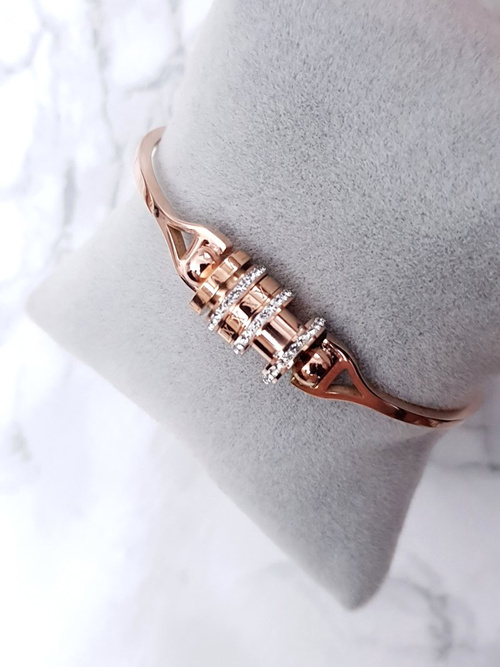 Жіночий сталевий браслет з цирконами з рожевого золота Bix